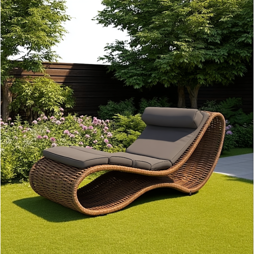 Плетеный напольный шезлонг DeckWOOD Wave pool коричневый