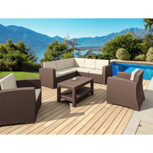Диван пластиковый плетеный угловой с подушками Siesta Contract Monaco Lounge Corner