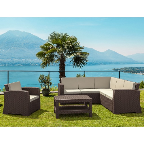 Диван пластиковый плетеный угловой с подушками Siesta Contract Monaco Lounge Corner