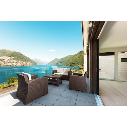 Диван пластиковый плетеный двухместный с подушками Siesta Contract Monaco Lounge