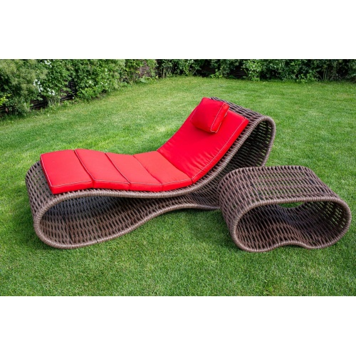 Плетеный шезлонг DeckWOOD 1950 х 770 х 750мм Wave pool красный