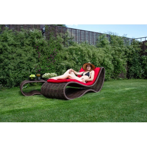 Плетеный напольный шезлонг DeckWOOD Wave pool серый