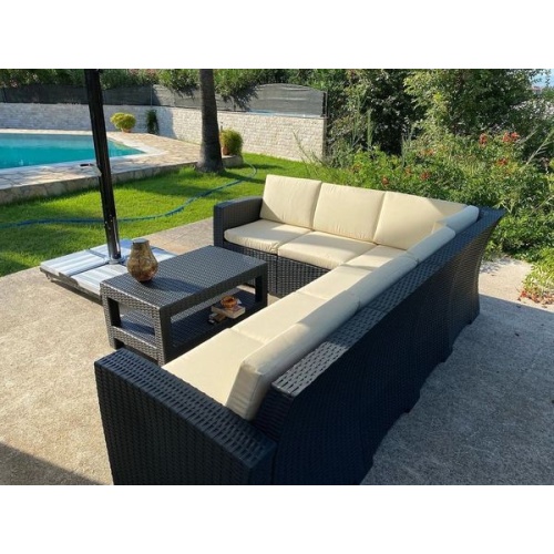 Диван пластиковый плетеный угловой с подушками Siesta Contract Monaco Lounge Corner