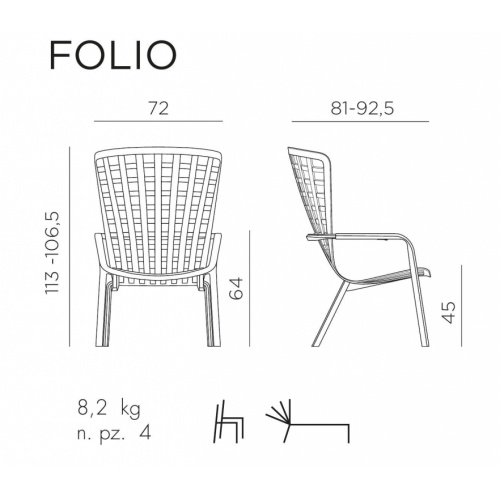 Лаунж-кресло пластиковое с подушкой Nardi Folio
