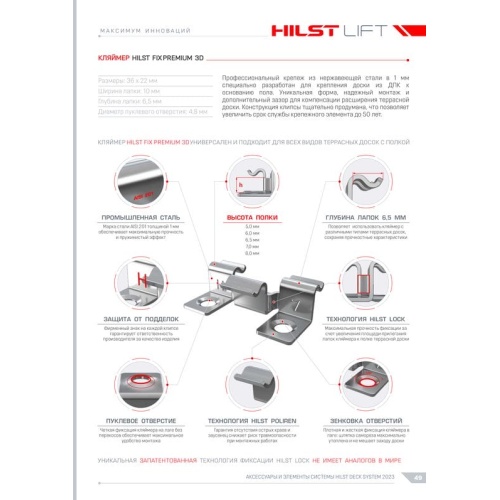 Кляймер 7мм HILST FIX Premium 3D (нерж.)