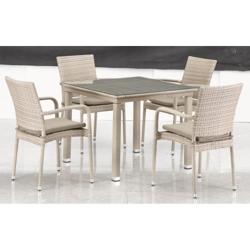Комплект плетеной мебели T256C/Y376C-W85 Latte (4+1) + подушки на стульях