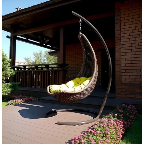 Плетеное подвесное кресло-гамак DeckWOOD коричневый