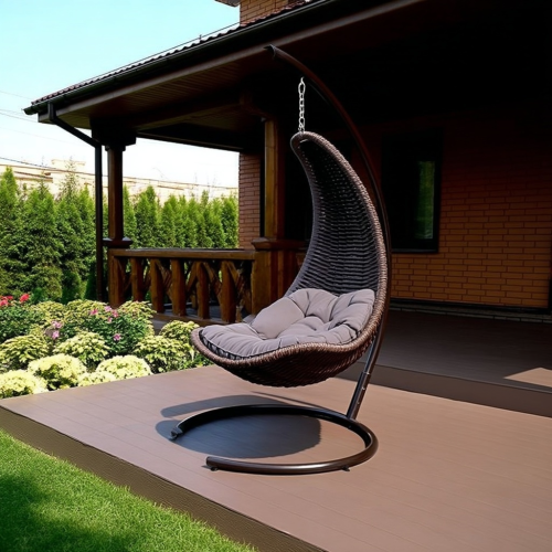 Плетеное подвесное кресло-гамак DeckWOOD коричневый