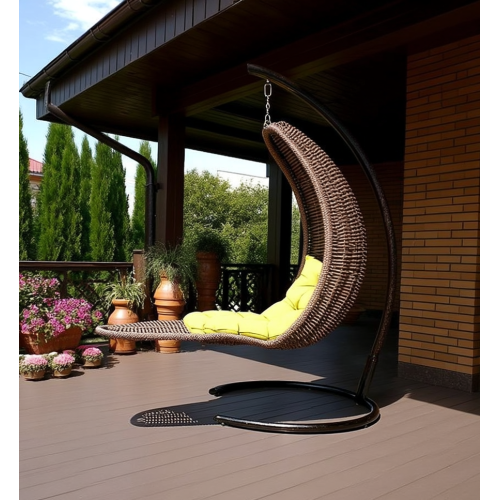 Плетеное подвесное кресло-шезлонг DeckWOOD коричневый