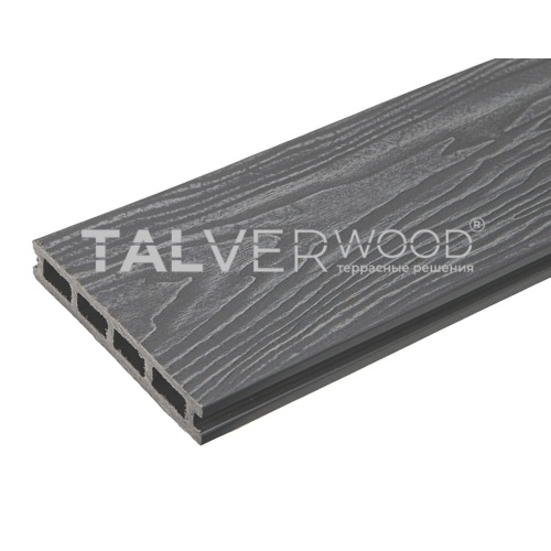 Террасная доска двухсторонняя серый TalverWood 3D 150*25мм (6 м) 3D текстура дерева, м.пог