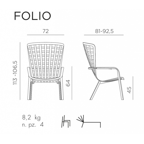 Лаунж-кресло пластиковое с подушкой Nardi Folio
