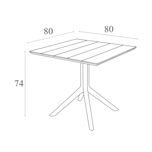 Стол пластиковый Siesta Contract Paris Table 80 темно-серый