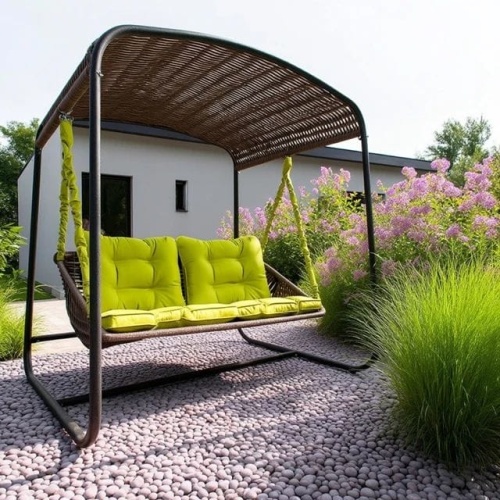 Плетеный диван Sky Bed Lite 2000 х1800м х1450мм желтый