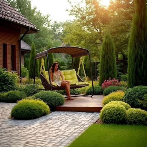 Плетеный диван Sky Bed Lite 2000 х1800м х1450мм желтый