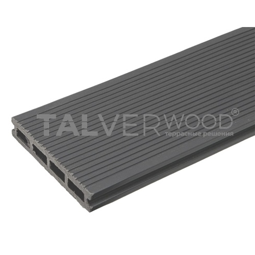 Террасная доска двухсторонняя серый TalverWood 3D 150*25мм (6 м) вельвет, м.пог