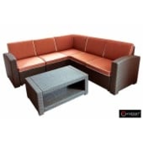 Угловой диван 5 мест + столик RATTAN Premium Corner венге