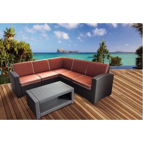 Угловой диван 5 мест + столик RATTAN Premium Corner венге