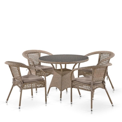 Комплект плетеной мебели Лион-1B T220CT/Y32-W56 Light brown (4+1)
