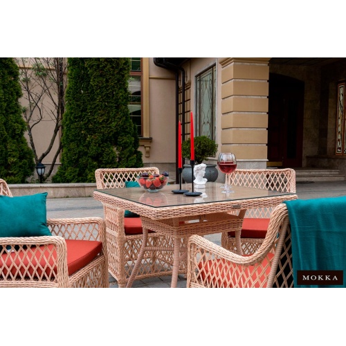 Комплект плетеной мебели MOKKA ВИЛЛА РОСА / VILLA ROSA (4 кресла) + 4 подушки