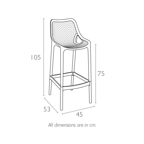Стул пластиковый барный Siesta Contract Air Bar 75