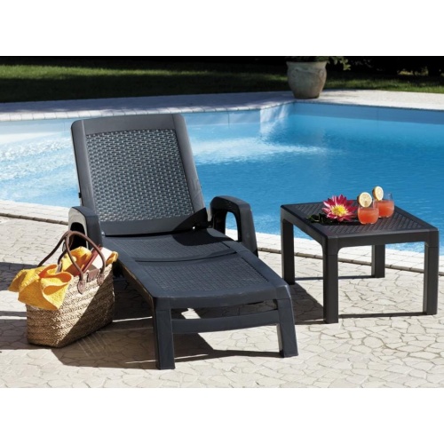 Шезлонг из искусственного ротанга B:rattan Miami коричневый