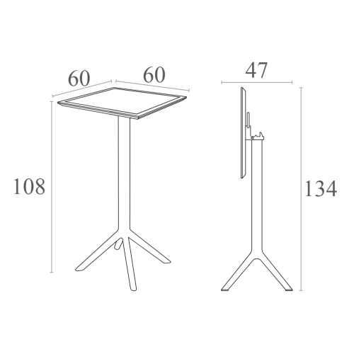Стол пластиковый барный складной Siesta Contract Sky Folding Bar Table 60