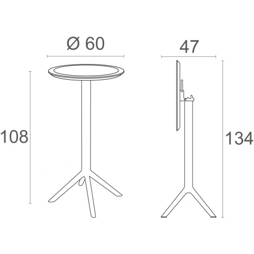 Стол пластиковый барный складной Siesta Contract Sky Folding Bar Table 60 белый