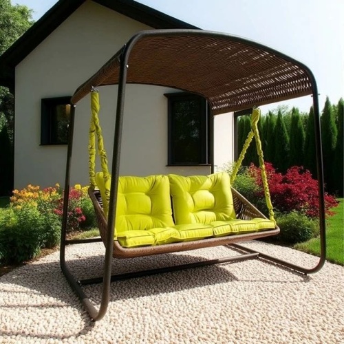 Плетеный диван Sky Bed Lite 2000 х1800м х1450мм темно-зеленый