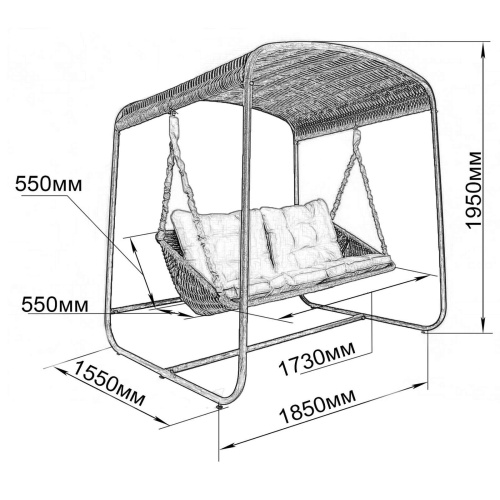 Плетеный диван Sky Bed Lite 2000 х1800м х1450мм темно-зеленый