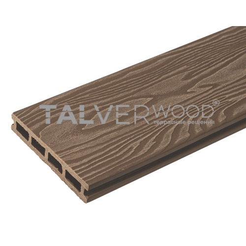 Террасная доска двухсторонняя орех TalverWood 3D 150*25мм (6 м) вельвет, м.пог